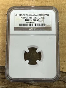 C.1940-50s Alaska Gold 2 Toowah Tatham Restrike .72g Token Ms63 Ngc W248 - Picture 1 of 6