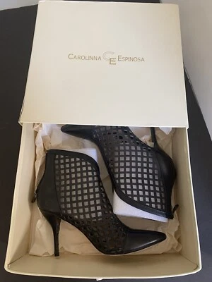 Carolinna Espinosa CEA-DAIZY Cuero de Vaca Negro Talla 6M Usado Una Vez En Caja Original Foto 1 de 4