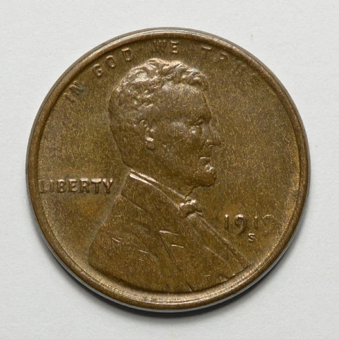 1919-S Lincoln Wheat Cent BN AU Cover
