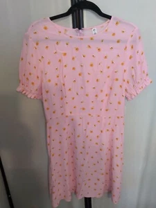 pink floral dress Sz M, pink flutter ditsy dress - Picture 1 of 10