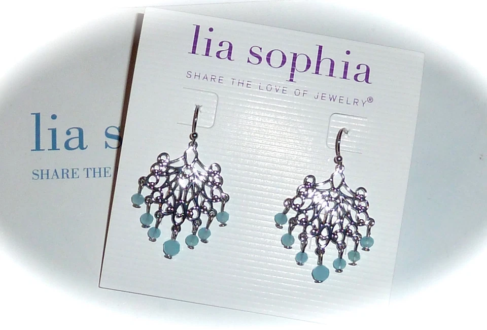 NUEVO CON ETIQUETAS - PENDIENTES ARAÑA LIA SOPHIA "PAISAJE MARINO" - CUENTAS DE VIDRIO AZUL - 2014/$28 Foto 1 de 1