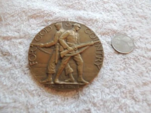 VINTAGE 1922 3" FOR GOD & COUNTRY AMERICAN LEGION SCHOOL AWARD COIN MEDAL - Picture 1 of 2