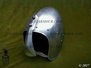 Medieval  Bascinet Helmet Pig Face Hounskull Klappvisor Helmet 18 gauge spartan - Picture 1 of 4