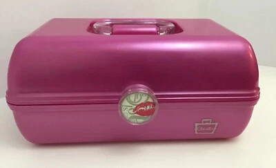 Caboodles Hot Pink Big Cosmetic Organizer Makeup Case w Mirror Kiss Lips #5626 - Image 1 of 4
