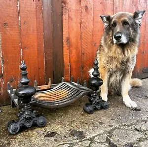 ⭐️🔥 Cast Iron SwanNest “PEVEX” Fire Grate Basket Dog Andiron Fire Stove No.1 🔥 - Picture 1 of 7