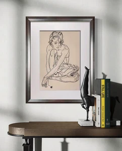 Egon Schiele Lithograph "Woman Crouching" Limited Ed. *RARE FIND w/Frame - Picture 1 of 9