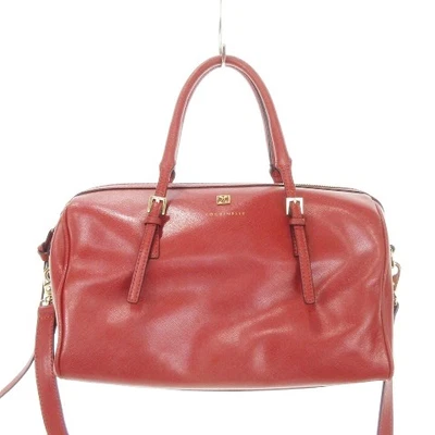 Bolso de Mano OCCINELLE Boston Hombro 2 Vías Cuero Logo Rojo AH17 GY11 Mujer s Foto 1 de 4