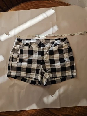Pantalones Cortos a.n.a Para Mujer Talla 10 Blanco Negro Gris Cuadros Tiro Medio 3" Entrepierna Sarga Foto 1 de 4