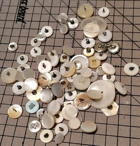 Lot Of 75 Vintage MOP Mother of Pearl Buttons Various Patterns Sizes Colors - Picture 1 of 8