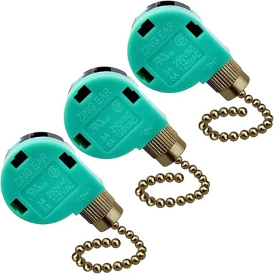 3x Interruptor de 3 velocidades y 4 cables para ventilador de techo con cadena Foto 1 de 4