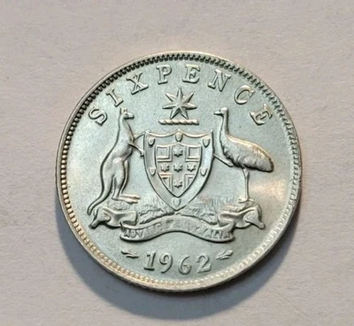 1962 (UNC) Australia Sixpence  World Silver Coin - Image 1 of 2