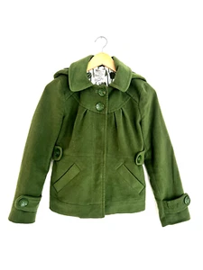 Anthro Tüll, Kelly Green, kurze Jacke mit Kapuze XS Preppy und klassische Knöpfe - Bild 1 von 4