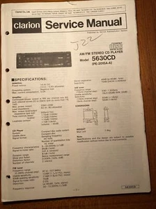 CLARION 5630CD AM/FM STEREO CD PLAYER ORIGINAL SERVICE REPAIR MANUAL - Picture 1 of 1