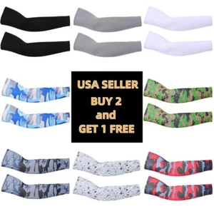 1 Pair Cooling Arm Sleeves Cover Sports UV Sun Protection Outdoor Unisex - Picture 1 of 23
