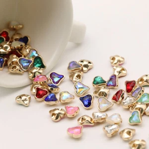20PCS Crystal Buttons For Shirt Blouse Heart Shape Small Sewing DIY Crafts 10mm - Picture 1 of 22