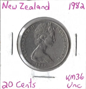 Moneda Nueva Zelanda 20 centavos 1982 KM36 - Imagen 1 de 1