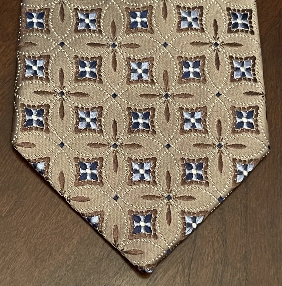 Corbata de cuello Tasso Ella azul marrón hecha a mano 100 % seda para hombre hecha en China Foto 1 de 4