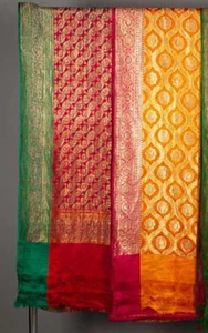 1960s Silk Saris Saree India Benaras lot 2 Tapestry Gold Brocade Vintage - Imagen 1 de 15