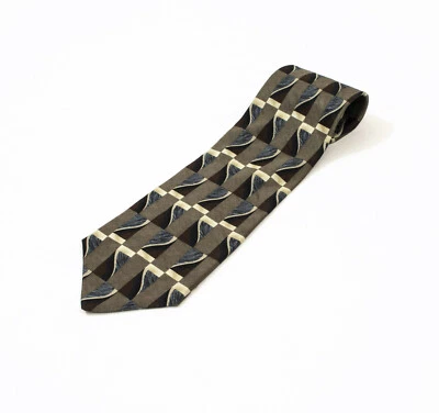 J Ferrar Abstract Blue Burgundy Silk Tie 58 inch - Image 1 of 4