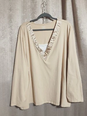 Liz & Me Sz 4X Sz 30W/32W Liz Claibo Womens Top-Shirt W/    Satin Trim $24.99 - Image 1 of 4