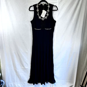 New Joelle Cruppo LA PERLA Black Long Cotton/Modal Lace Nightgown SZ 3/M Italy - Picture 1 of 18