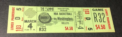 Houston Rockets - Washington Bullets March 4 1976 Bing Hayes Unfield Murphy D5 Cover