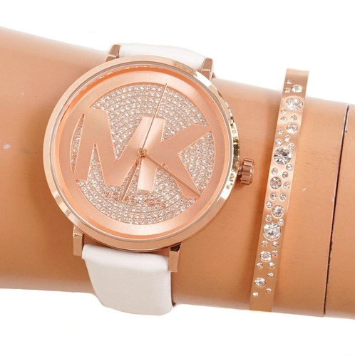 Orologio Michael Kors orologio da donna orologio da polso MK2958 Addyson IP oro rosa bianco nuovo