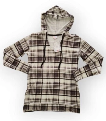 Sudadera con Capucha Ligera Lularoe Pequeña a Cuadros Eliza Cuello en V S Aberturas Laterales NUEVA Foto 1 de 3