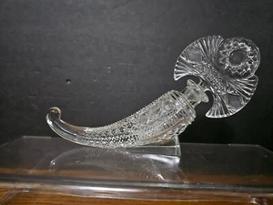 1930'S Cornucopia Pressed Glass Perfume Bottle With Fan Stopper - Picture 1 of 13