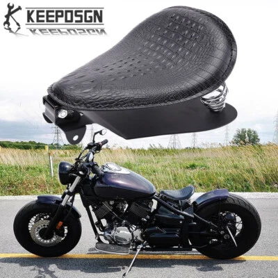 Motorcycle Alligator Leather Solo Spring Seat For Yamaha V Star 250 650 950 1100 - Image 1 of 4