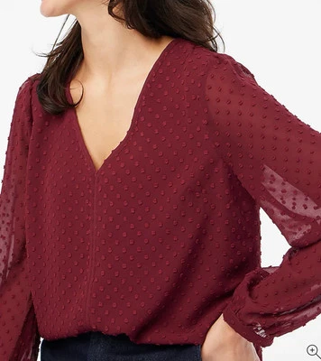 Top J.Crew Clip Punto Cuello en V Talla Pequeña Manga Larga Abullonada Minimalista Nuevo con Etiquetas Foto 1 de 4