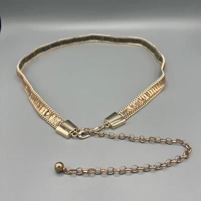 Винтажный пояс 1980-х Gold Sparkle 32–45 дюймов гламурный крючок застежка регулируемая талия - Изображение 1 из 4