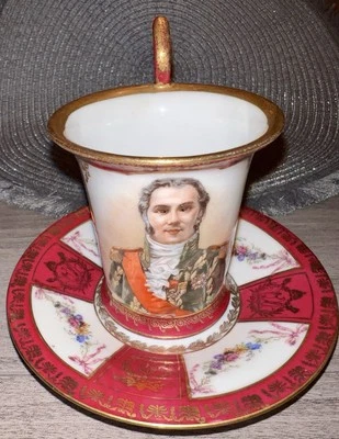 Taza y platillo antiguo Sevres Napoleón III Demitasse aprox. 1860 HERMOSO ESTADO Foto 1 de 4