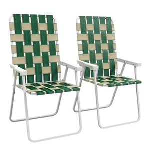 Set of 2 Patio Folding Chairs, Classic Outdoor Camping Chairs, Portable Lawn - Picture 1 of 8