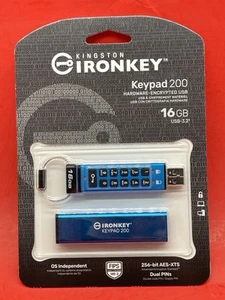 Kingston IronKey Keypad 200 16GB USB Flash Drive IKKP200/16GB 256-bit FIPS 140-3 - Photo 1/8