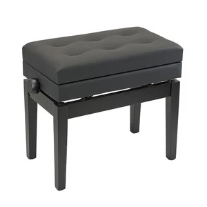 Klavierbank mit Notenfach, stabil, schwarz matt, Polster Kunstleder, Pianobank - Bild 1 von 5
