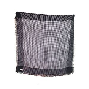 Vintage glentex scarf body wrap black white grey fringe, 45"x 45"