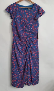 Vince Camuto Womens Pebble Crepe Flutter Sleeve Midi Dress Size 12 Floral NWT - Picture 1 of 14