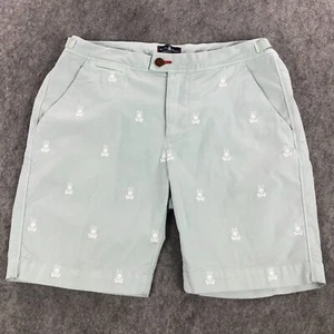 Psycho Bunny Mens Shorts 34 Light Green Mid Rise Stretch Logo All Over Print - Picture 1 of 14