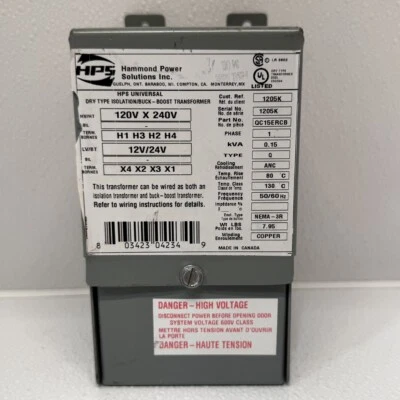 Transformador Hammond Power Solutions QC15ERCB Aislamiento/Buck Boost 120V x 240V Foto 1 de 4
