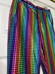 Halloween Unisex Disco Metálico Holograma Pierna Recta Varios Colores Pantalones LG 30” - Imagen 1 de 8