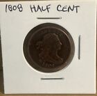 1808 Draped Bust Half Cent 1/2c Us Type Coin C-3 / F Fine Condition