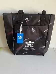 New Adidas Originals Simple Tote Bag Multi Graphic Black - Picture 1 of 2