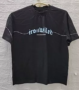 New Ironwilled Oversized Crewneck Short Sleeve Tee Black 2 Sided Logo Black Sz M - Picture 1 of 5