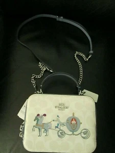 Seltene Disney x Coach Cinderella Box Handtasche Top Griff Crossbody Handtasche weiß Neu mit Etikett - Bild 1 von 11