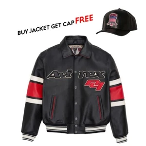 Herren Avirex Echtleder Bomberjacke American Flight Leather Jacket - Bild 1 von 6