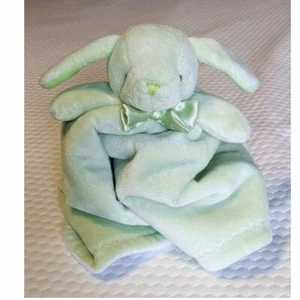 Coperte & Beyond Coniglio Lovey coperta di sicurezza naso verde fiocco bianco sotto - Foto 1 di 9