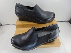 Alegria FRA-601 Black Leather Slip-On SIDE GORES Wedge Size 12 M~ BRAND NEW! - Picture 1 of 6