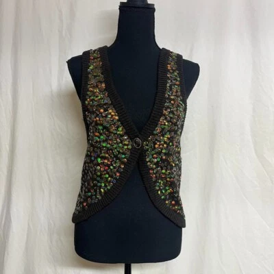Hollister brown sequined vest  Womens Size XS McBling Fairycore Coquette - Imagem 1 de 4