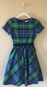 Lands’ End Blue,Silver, Green Check Girl’s Holiday, Party Dress Size 10 - Picture 1 of 7